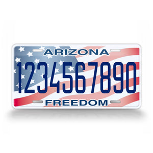 Custom Text Arizona American Flag License Plate  