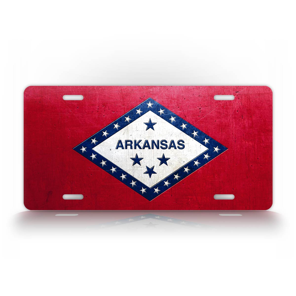 Weathered Metal Arkansas State Flag License Plate