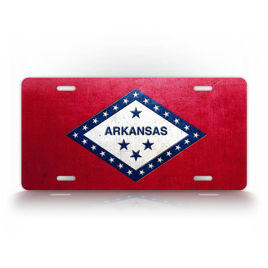 Weathered Metal Arkansas State Flag License Plate