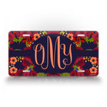 Autumn Flower Monogram License Plate 