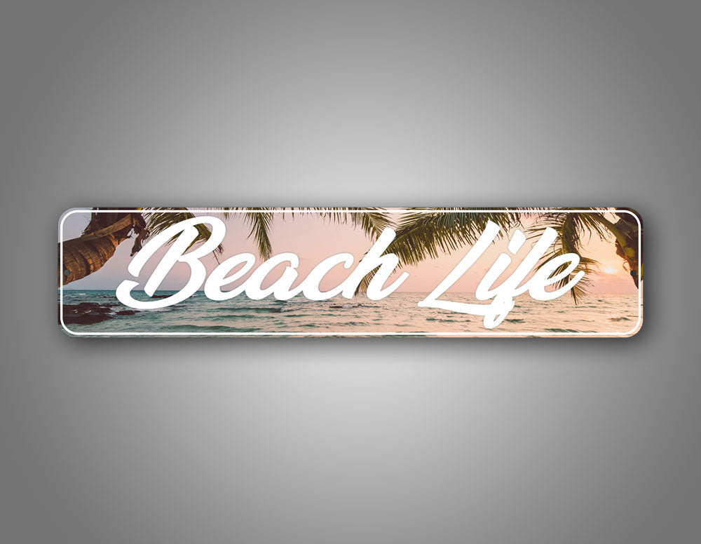 Personalized Any Text Artistic Font Beach Palm Tree View Street Sign