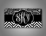 Personalized Paisley Striped Monogram License Plate  
