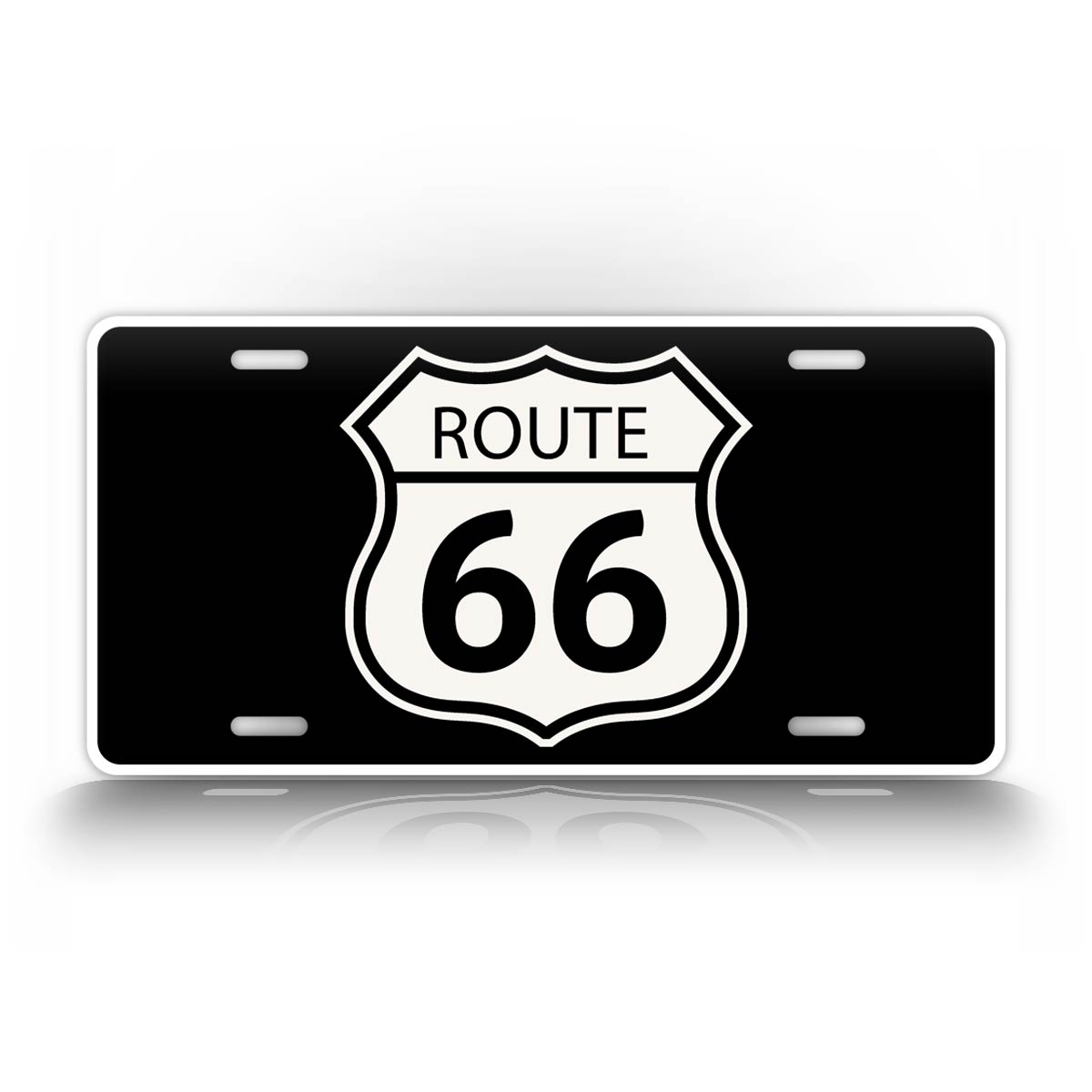 Classic Black And White Route 66 License Plate 