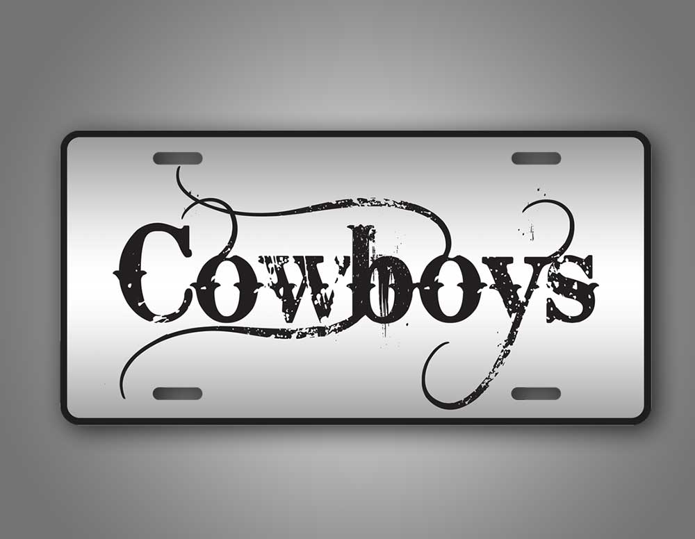 Black And Silver Cowboys Auto Tag