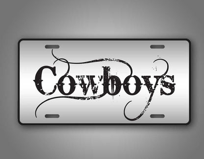 Black And Silver Cowboys Auto Tag