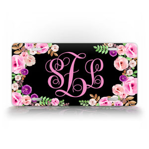Personalized black Floral Auto Tag