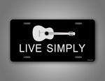 Black Simple Living Minimalist Musician Guitar Auto Tag License Plate 