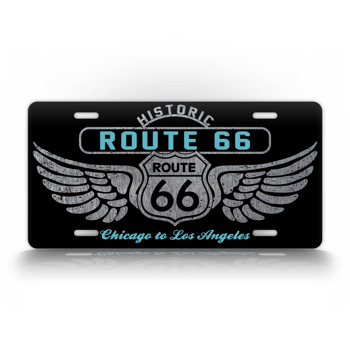 Classy Historic Route 66 Silver License Plate