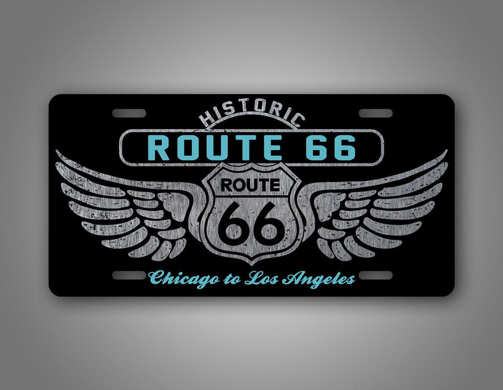 Classy Historic Route 66 Silver Car Auto Tag