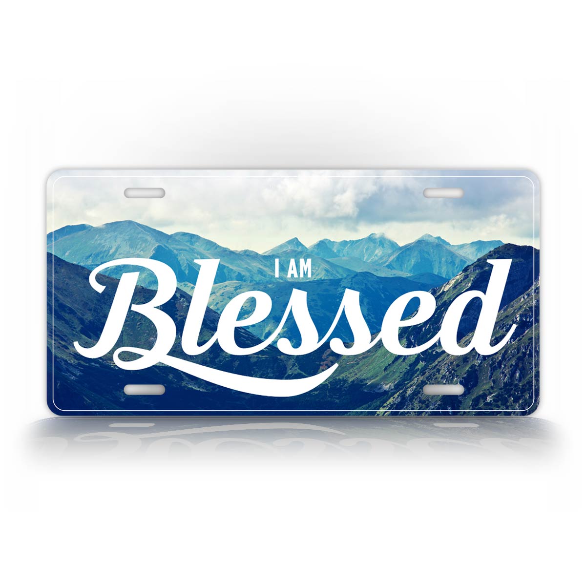 Blessed Mountain Background Beautiful License Plate 