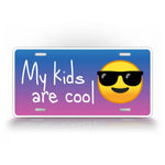 Blue And Pink Funny Auto Tag My Kids Are Cool Sunglasses Emojis License Plate Auto Tag 