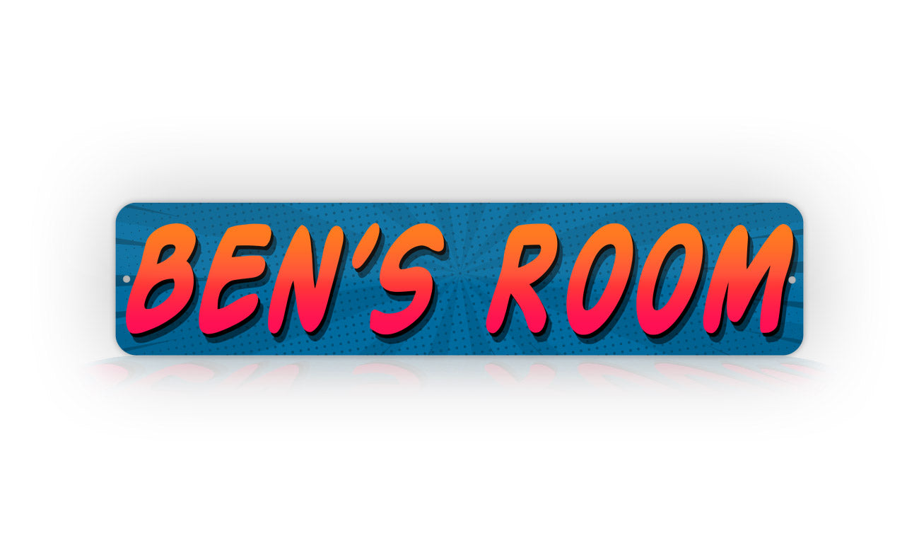 Blue Kids Room Name Comic Style Any Text Street Sign