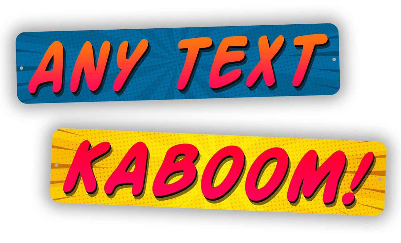 Personalized Blue And Yellow Comic Style Street Sign – SignsAndTagsOnline