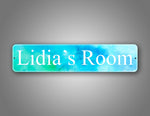 Personalized Any Text Stylish Room Decorator Blue Watercolor Street Sign 