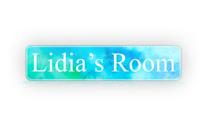 Personalized Stylish Room Decorator Blue Watercolor Street Sign 