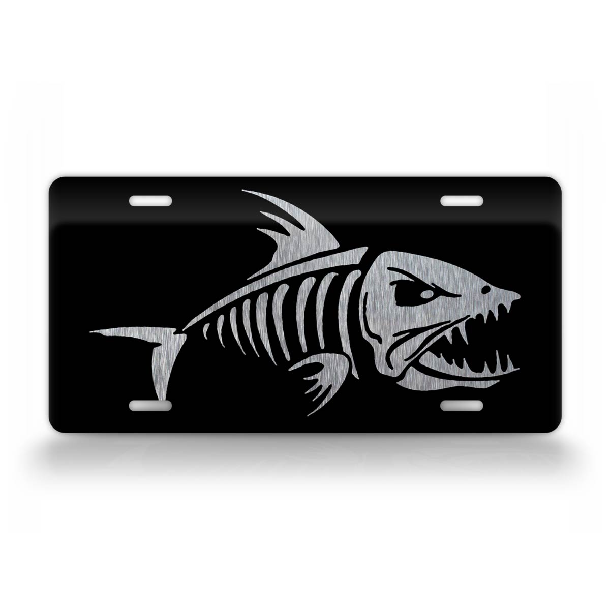 Silver Bone Fish License Plate