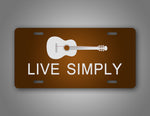 Brown Live Simply Minimalist Musician Guitar Auto Tag License Plate 