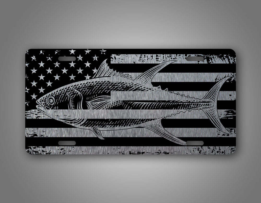 Tuna Fish American Flag License Plate