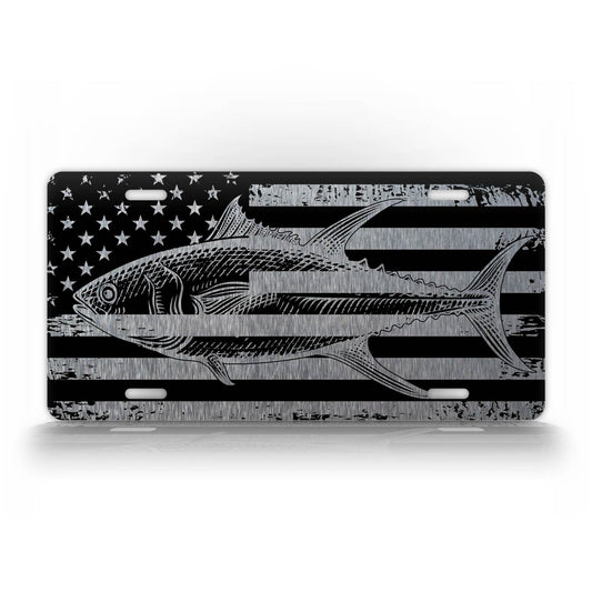 Tuna Fish American Flag License Plate