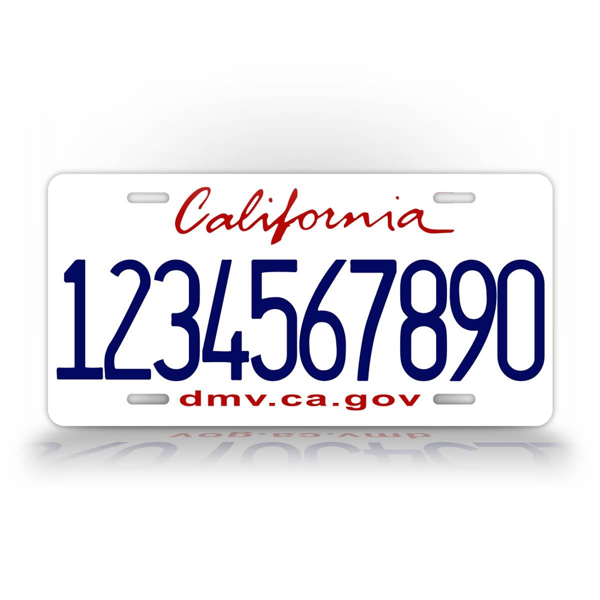 Custom Numbers White California Any Text License Plate 