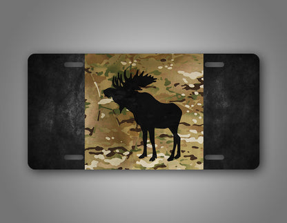 Camo Canadian Flag Moose License Plate