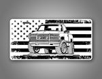 4x4 Chevy Square Body Truck On A Black And White American Flag