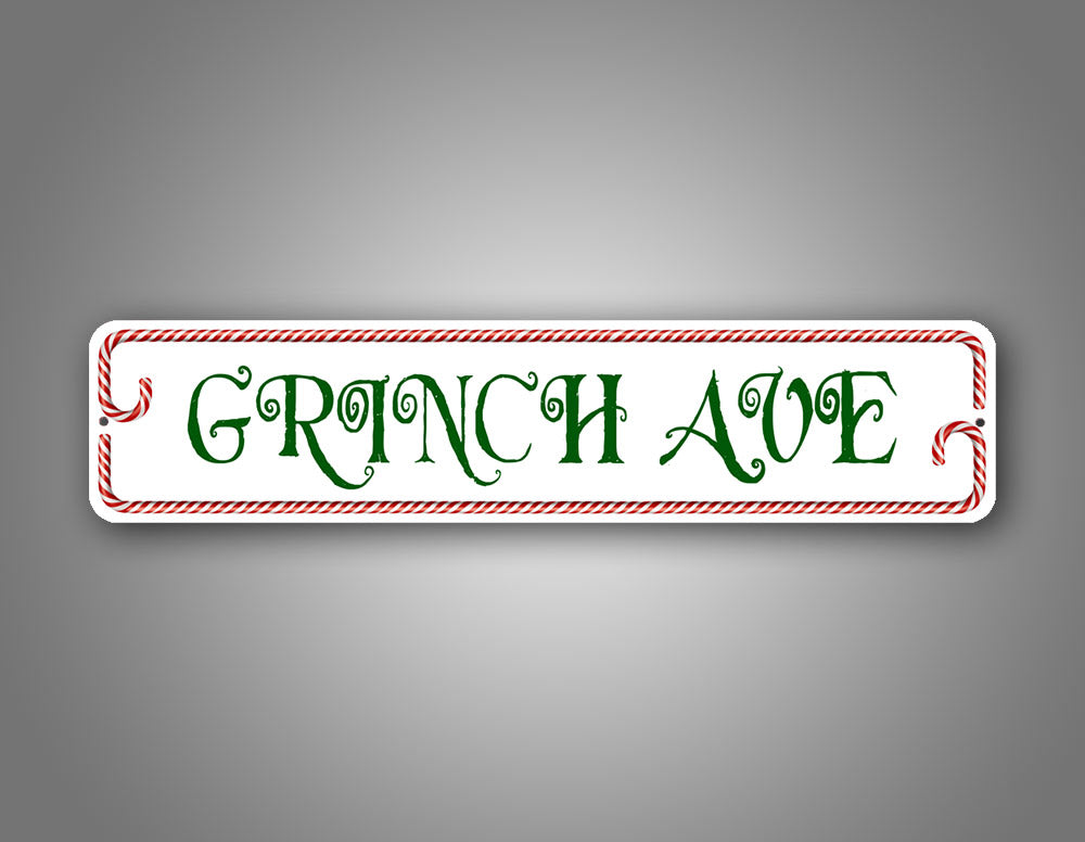 grinch ave candy cane street sign