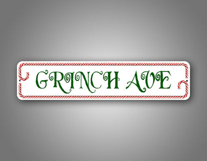 grinch ave candy cane street sign