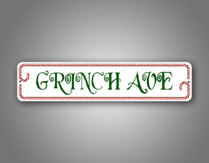 grinch ave candy cane street sign