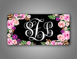 Custom Floral Monogram Auto Tag