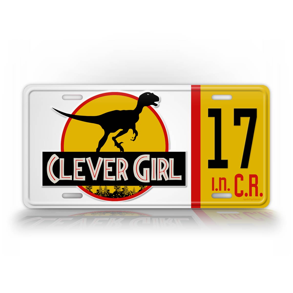 Jurassic World Style Clever Girl Dinosaur License Plate 