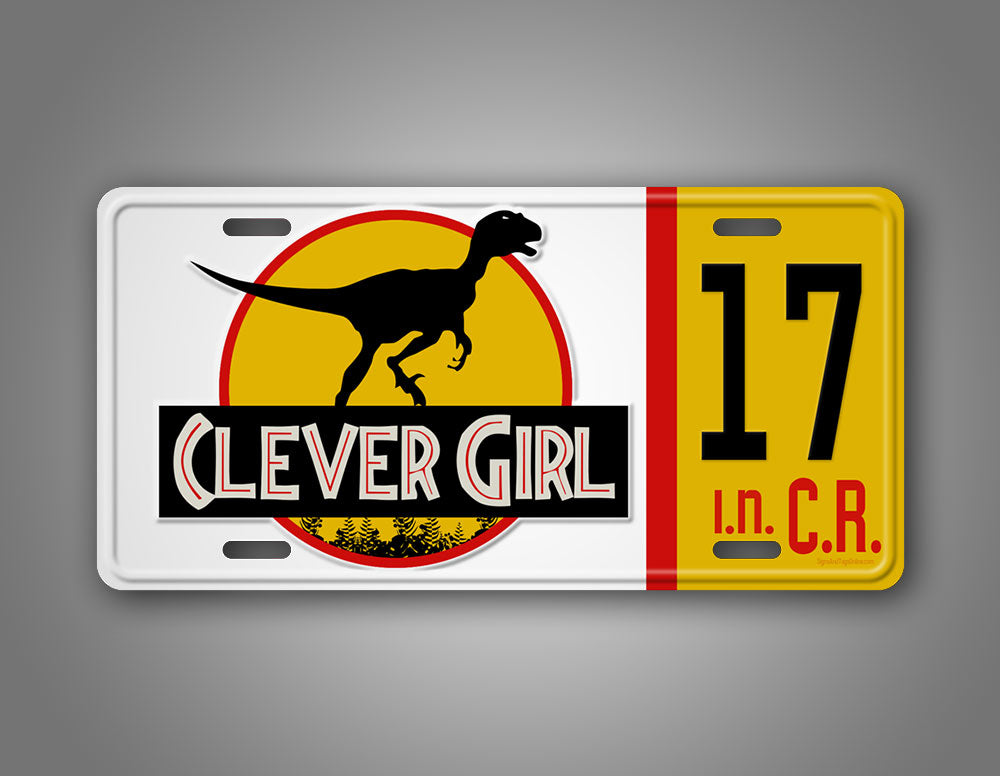 Personalized Clever Girl Dinosaur Jeep Jurassic License Plate 