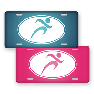 Marathon Runner Silhouette License Plate Blue or Pink