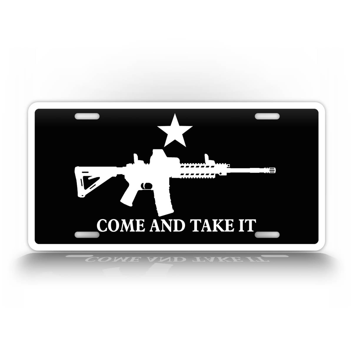 Black Come And Take It License Plate