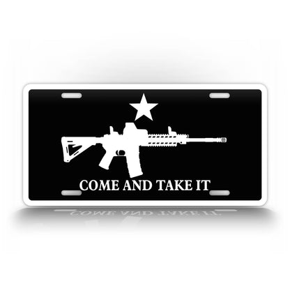 Black Come And Take It License Plate