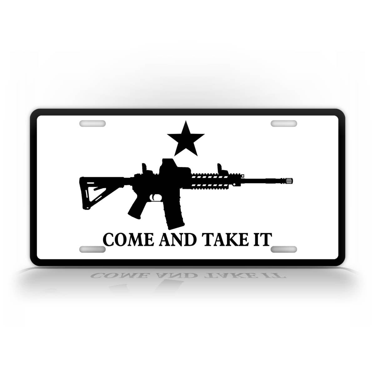 White Come And Take It Auto Tag
