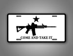 Black And White Come And Take It Tactical License Plate Tag 