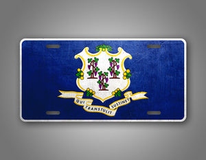 Weathered Metal Connecticut State Flag Auto Tag
