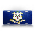 Connecticut State Flag Weathered Metal License Plate