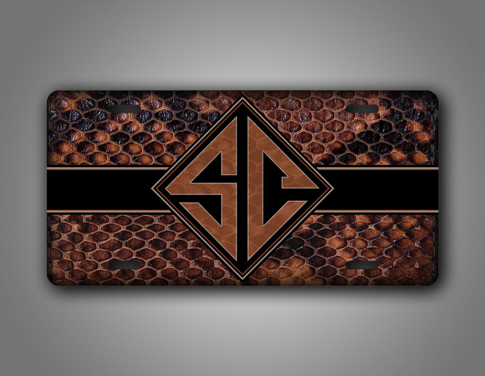 Custom Text Copperhead Snakeskin Monogram Auto Tag 