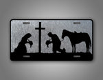 Silver Christian Cowboy License Plate 