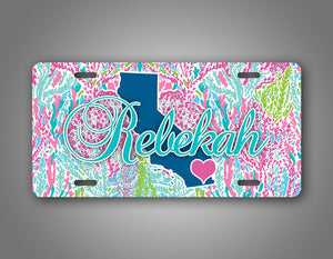 Personalized Artistic Home State Auto Tag 