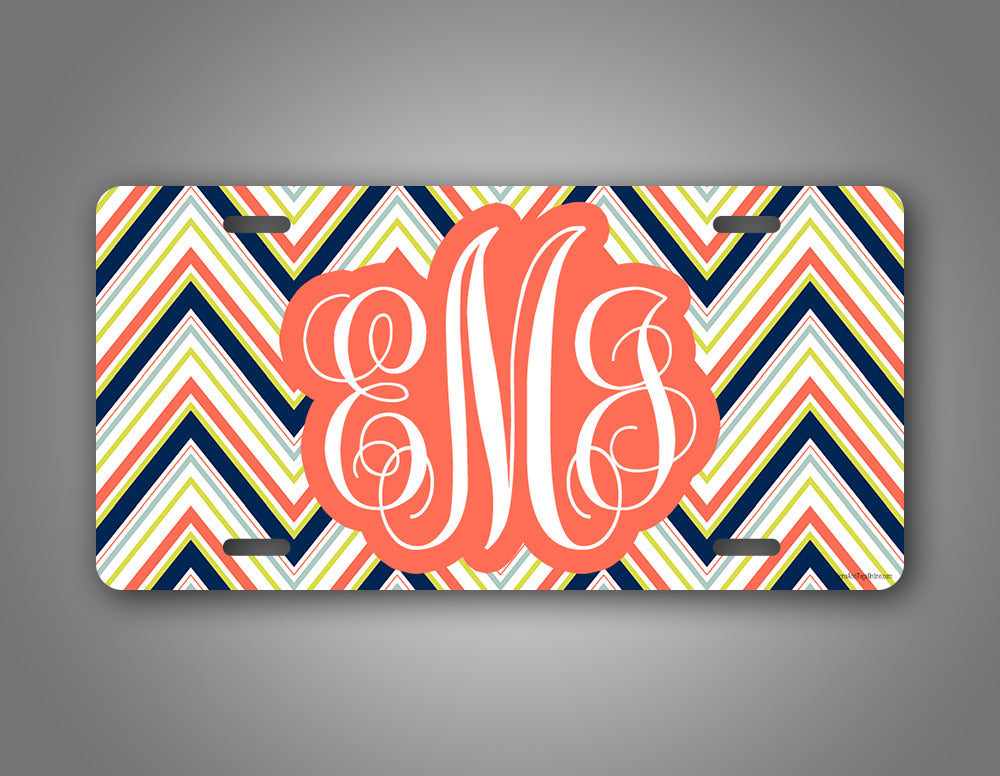 Custom Bold Chevron Monogram License Plate