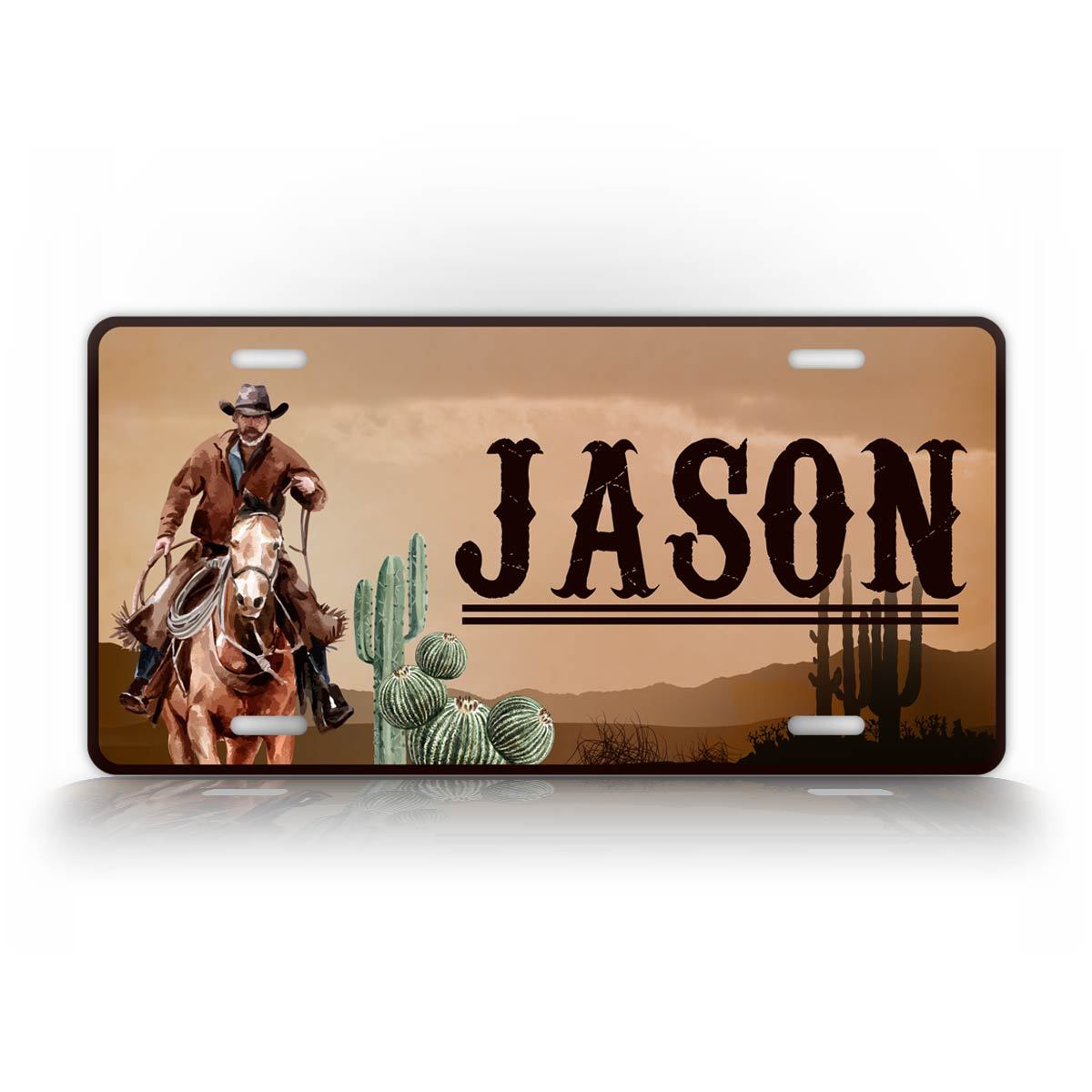 Custom Text Western Cowyboy Auto Tag License Plate 