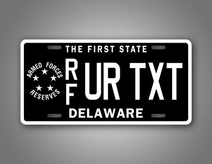 Custom Delaware Armed Forces Reserve License Plate