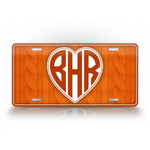 Personalized Yarn Heart Monogram Knitted or Crocheted License Plate