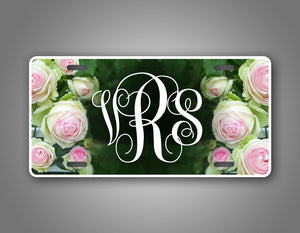 Custom Rose Monogram Auto Tag 