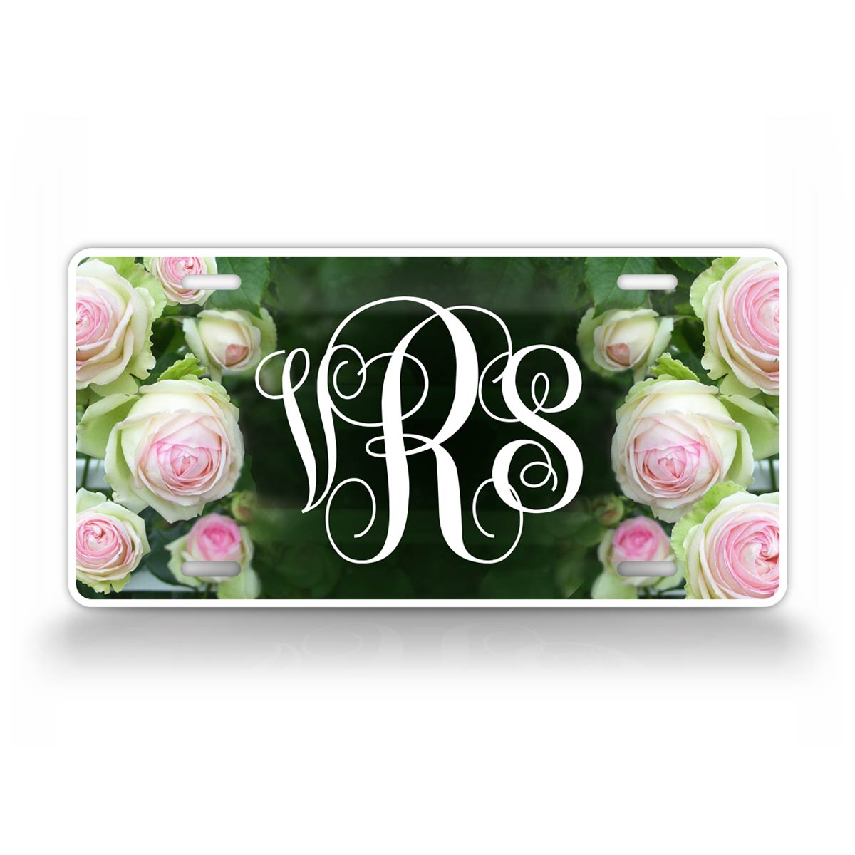 Personalized Photo Realistic Rose Monogram License Plate