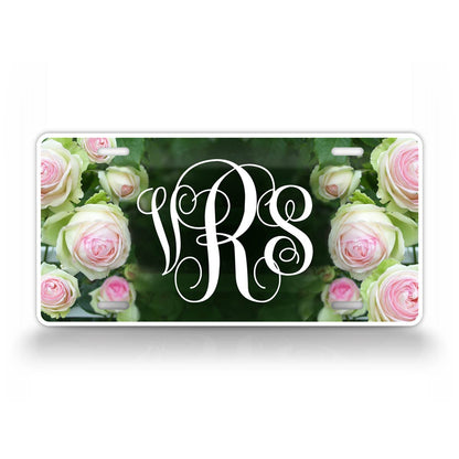 Personalized Photo Realistic Rose Monogram License Plate