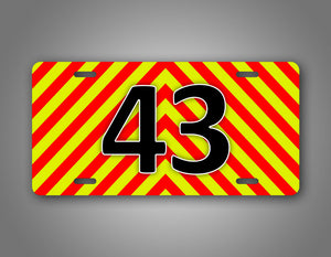 Bright Striped Any Text Ems Emergency Firefighter Personalized Auto Tag